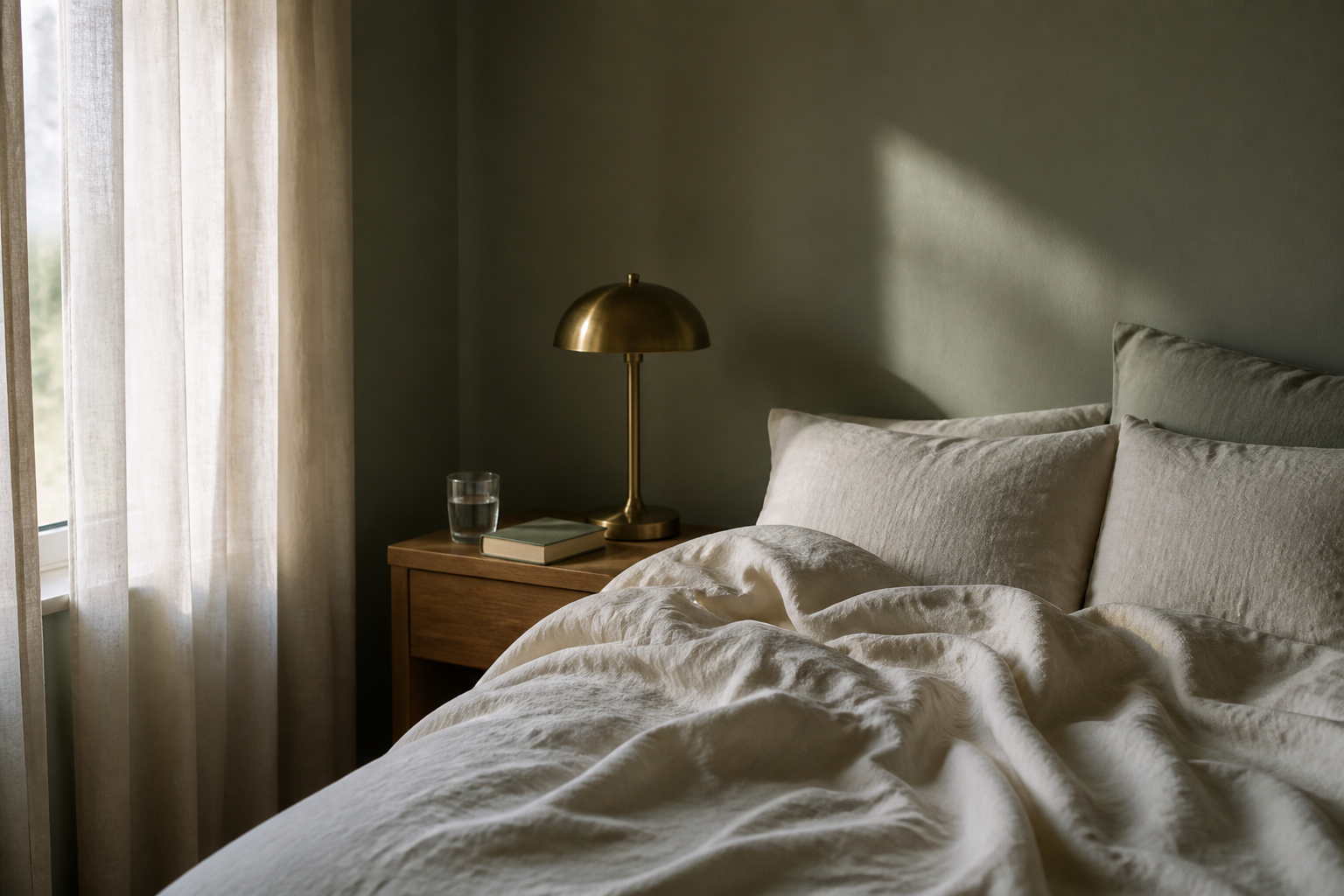 A peaceful sleeping space with soft moonlight
